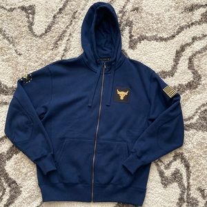 Under Armour Project Rock navy zip hoodie Mens large heavy weight sweatshirt